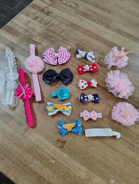 Baby Hair Bow and Headband Set - Assorted Pink, Blue, Purple,Red & White
